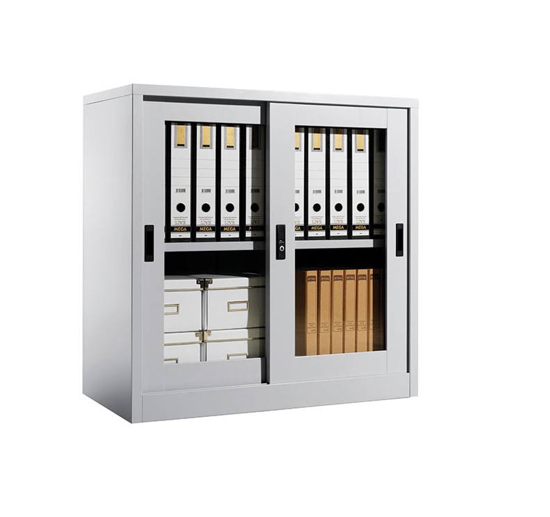 Steel Cupboard With Glass Sliding Door RCS110 Half Height